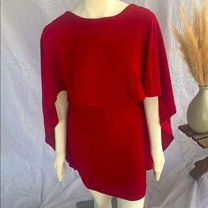 Red bodycon cape dress